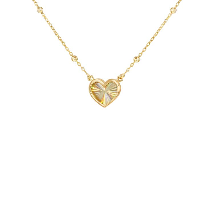 9K Yellow Gold Rainbow Heart Necklace 40-45cm