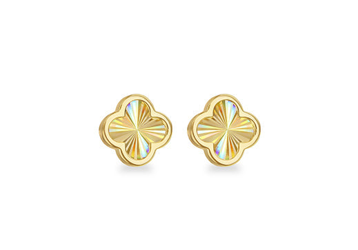 9K Yellow Gold Rainbow Petal Stud Earrings
