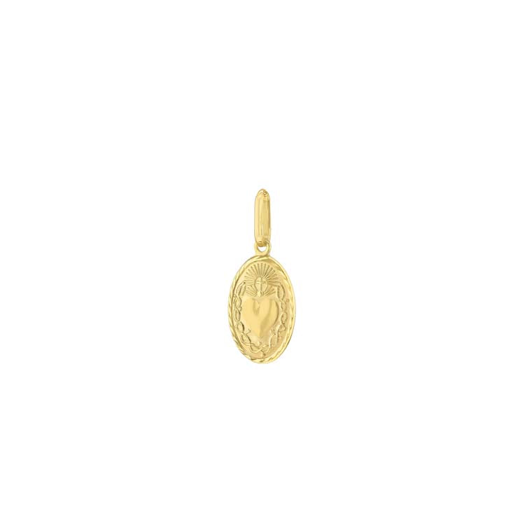 9K Yellow Gold Sacred Heart Pendant