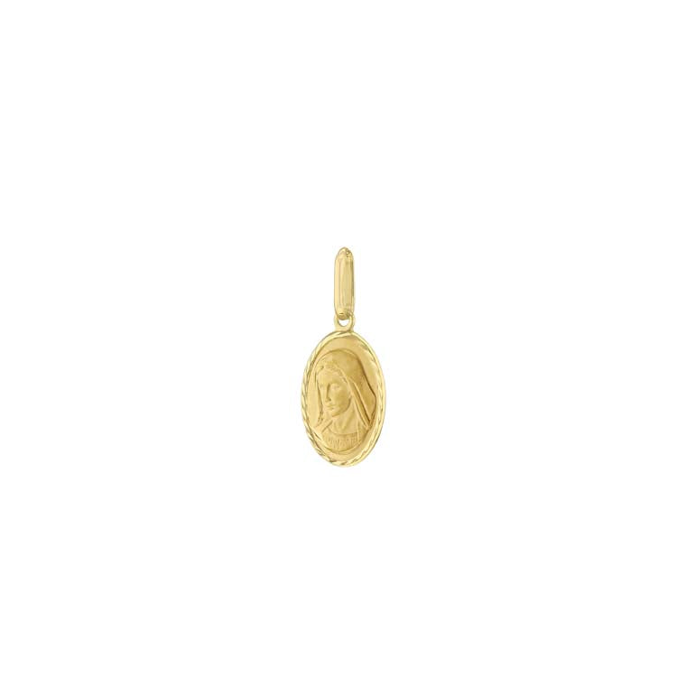 9K Yellow Gold Oval Mary Pendant
