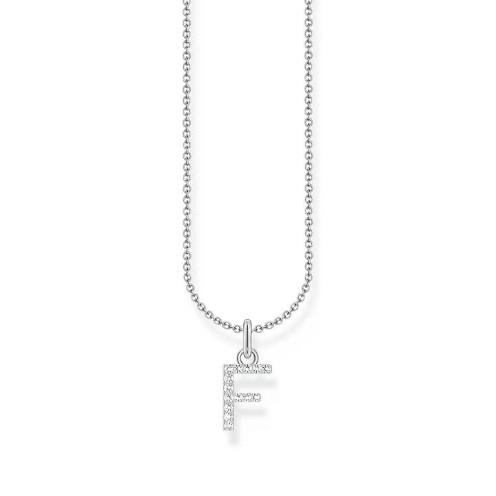 THOMAS SABO NECKLACE with Letter Pendant F and White Zirconia - SILVER TKE2245