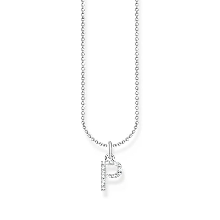 THOMAS SABO NECKLACE with Letter Pendant P and White Zirconia - SILVER TKE2255