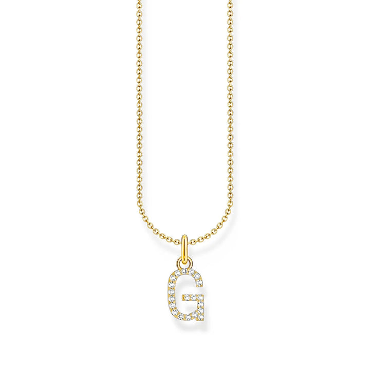 THOMAS SABO NECKLACE with Letter Pendant G and White Zirconia - GOLD TKE2246Y