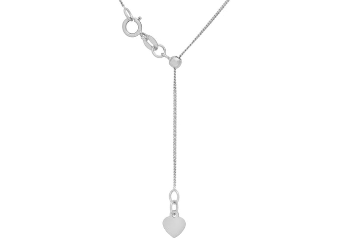 9K White Gold Adjustable Heart Necklace 56cm
