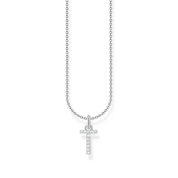 THOMAS SABO NECKLACE with Letter Pendant T and White Zirconia - SILVER TKE2259