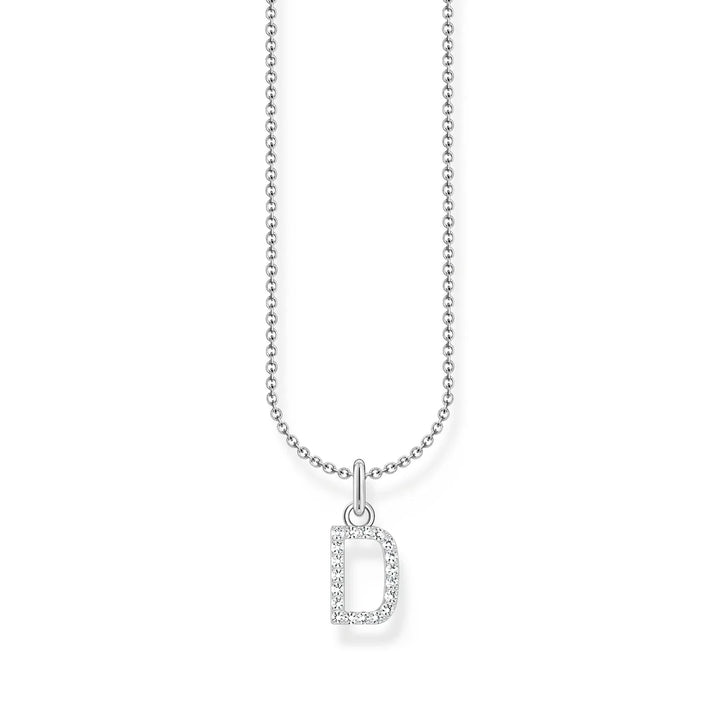 THOMAS SABO NECKLACE with Letter Pendant D and White Zirconia - SILVER TKE2243