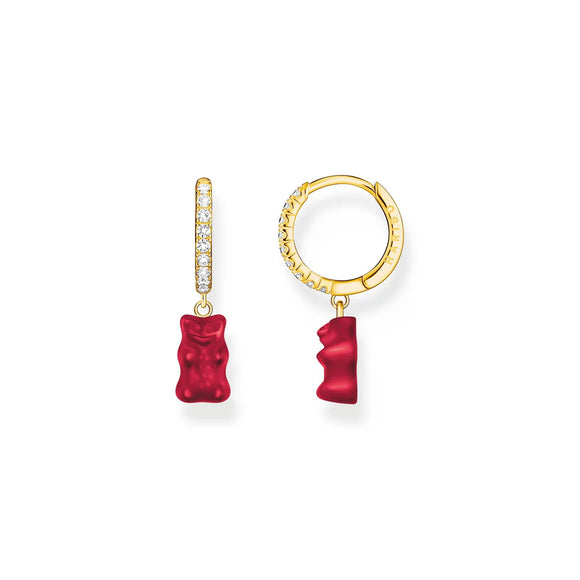 THOMAS SABO Single Hoop Earring with Red Goldbears Pendant & Zirconia TCR726REY