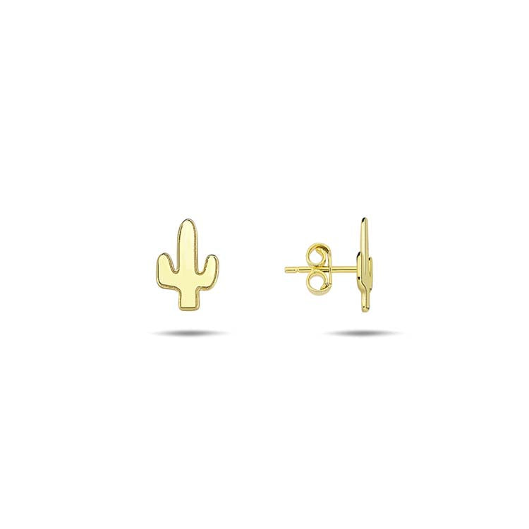 9K Yellow Gold Cactus Stud Earrings
