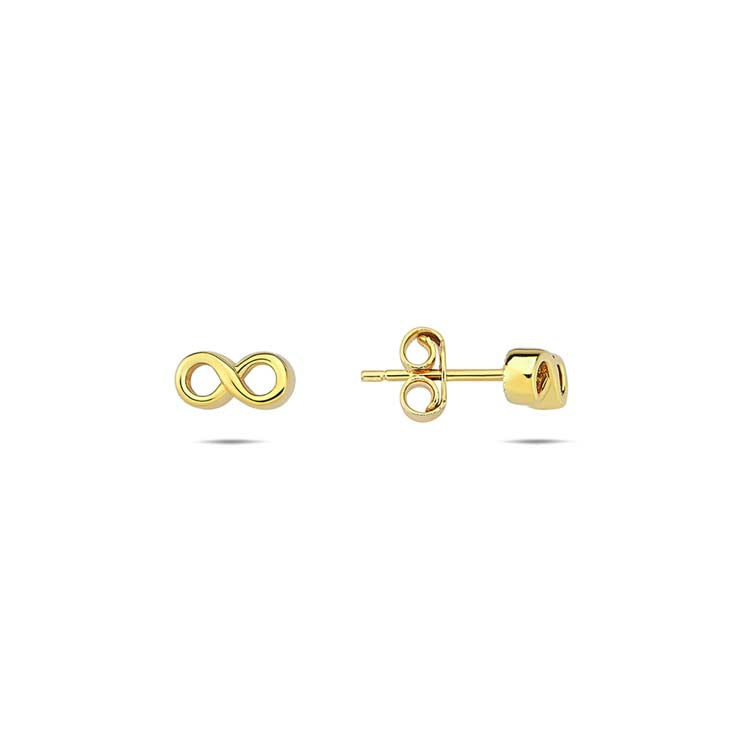 9K Yellow Gold Infinity Stud Earrings