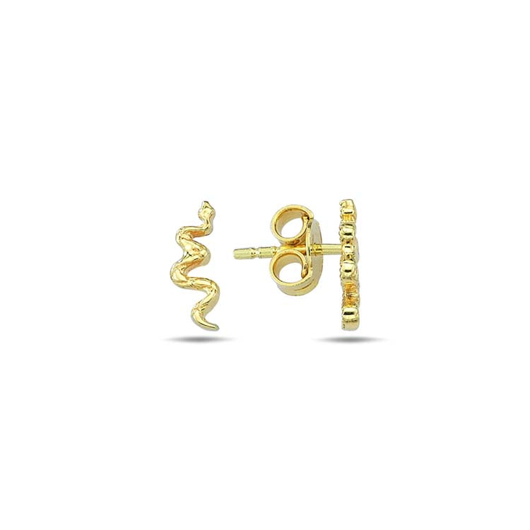 9K Yellow Gold Snake Stud Earrings