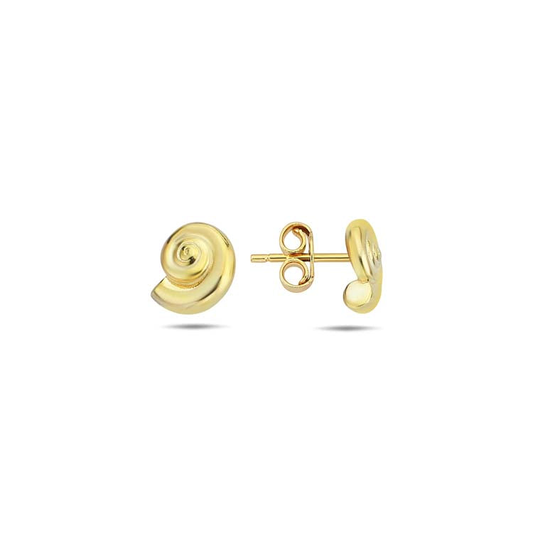 9K Yellow Gold Shell Stud Earrings