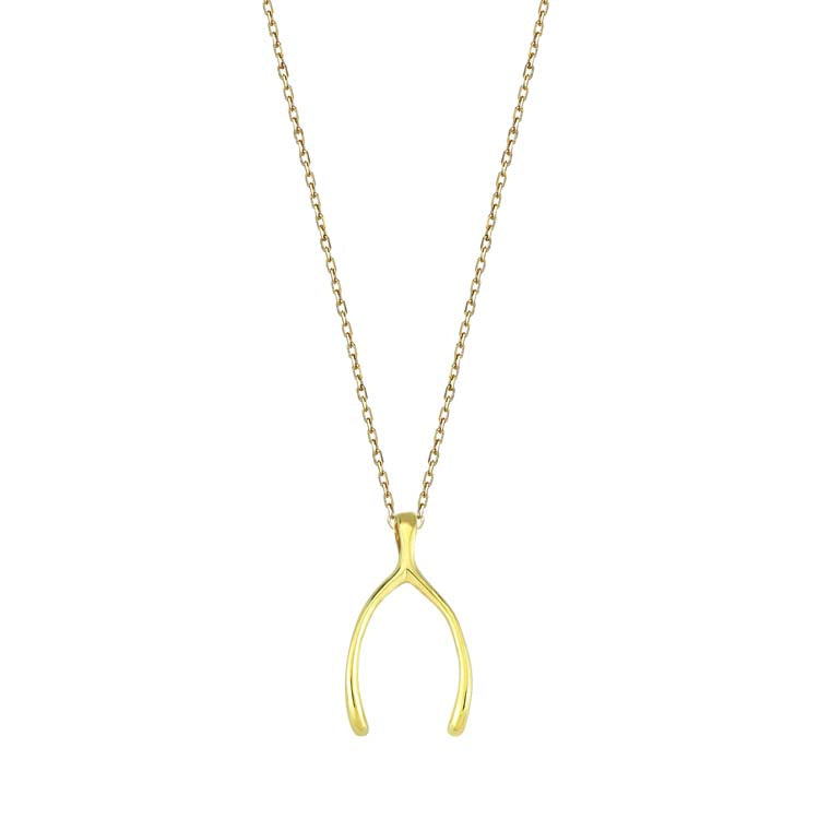 9K Yellow Gold Lucky Wishbone Necklace 40-45cm