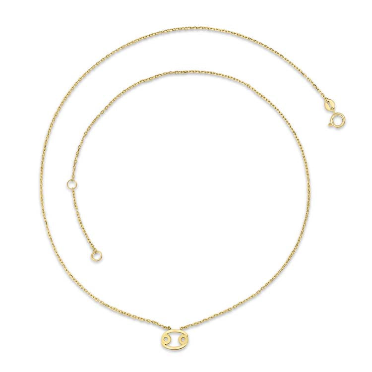 9K Yellow Gold Cancer Zodiac Necklace 40-45cm