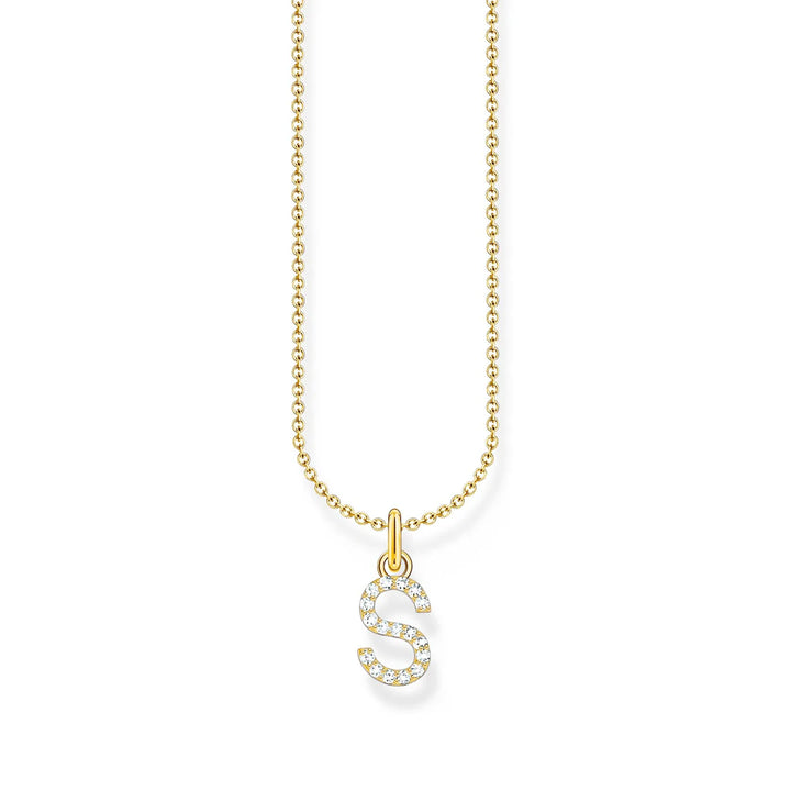 THOMAS SABO NECKLACE with Letter Pendant S and White Zirconia - GOLD TKE2258Y