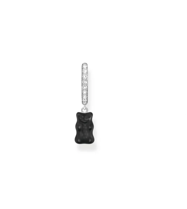 THOMAS SABO Single Hoop Earring with Black Goldbears Pendant & Zirconia