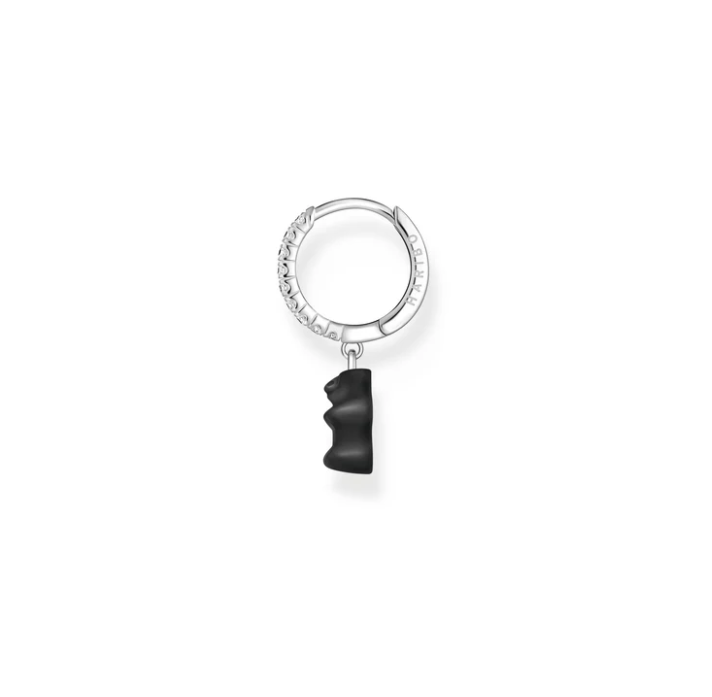 THOMAS SABO Single Hoop Earring with Black Goldbears Pendant & Zirconia