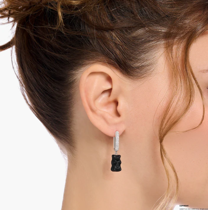 THOMAS SABO SINGLE HOOP EARRING Medium Sized with Black Goldbears