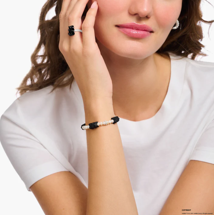 Thomas Sabo Pearl Bracelet with Black Goldbear