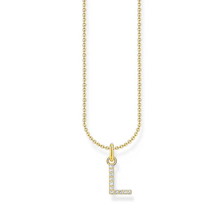 THOMAS SABO NECKLACE with Letter Pendant L and White Zirconia - GOLD TKE2251Y