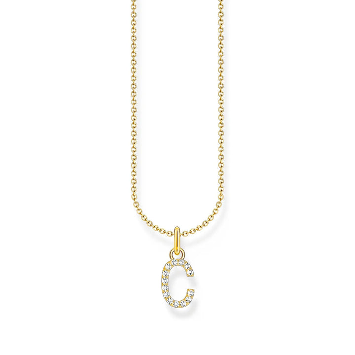 THOMAS SABO NECKLACE with Letter Pendant C and White Zirconia - GOLD TKE2242Y