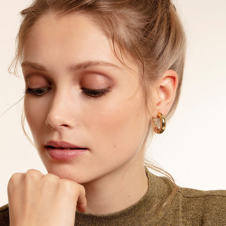 THOMAS SABO CHUNKY HOOP EARRINGS - Small Gold Plated TCR635Y