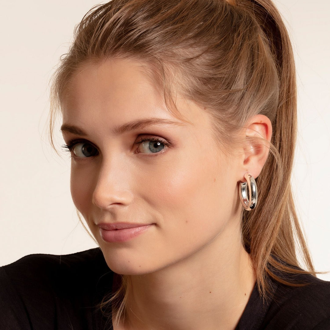 THOMAS SABO CHUNKY HOOP EARRINGS - Medium Silver TCR636