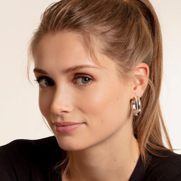 THOMAS SABO CHUNKY HOOP EARRINGS - Medium Silver TCR636