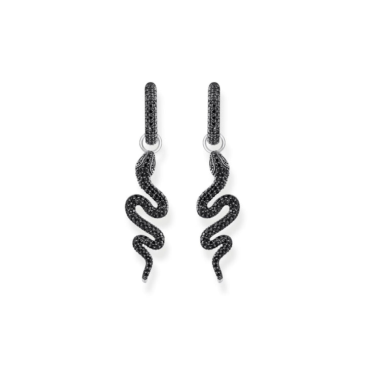 THOMAS SABO Single Snake hoop earring with black zirconia