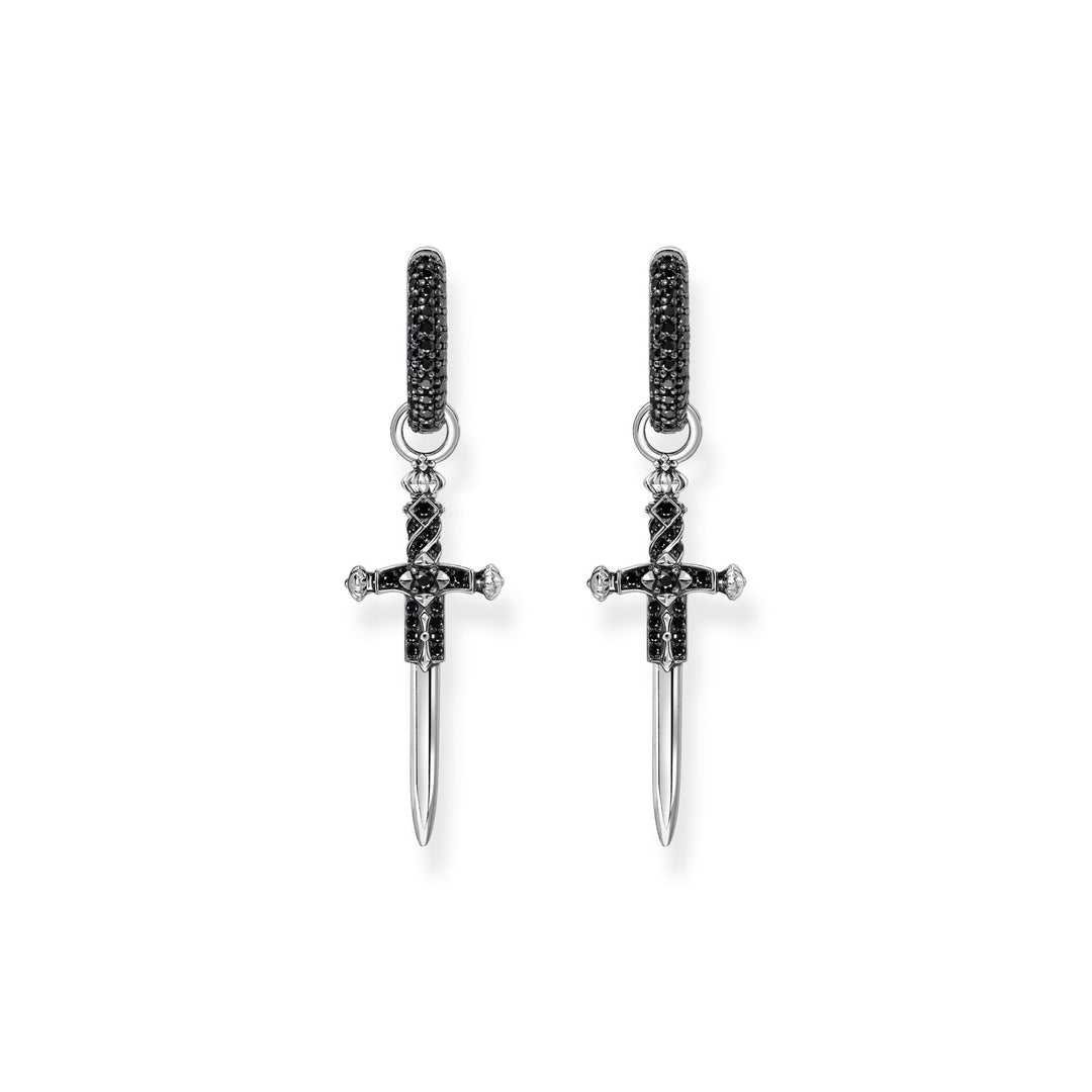 THOMAS SABO Single hoop earring with sword & black stones
