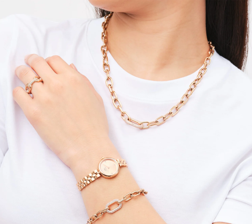 DANIEL WELLINGTON Crystal Link Ring Rose Gold