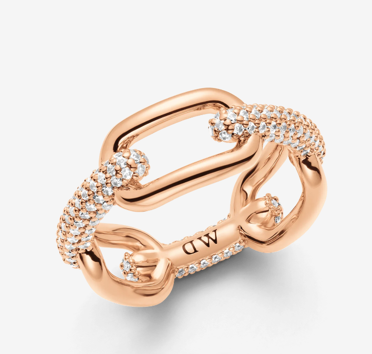 DANIEL WELLINGTON Crystal Link Ring Rose Gold