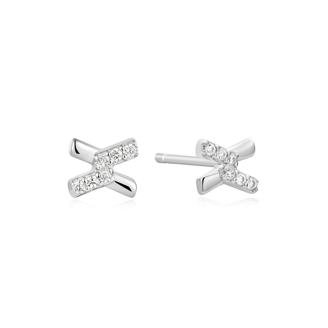 Ania Haie Silver Cross Cubic Zirconia Studs E061-01H