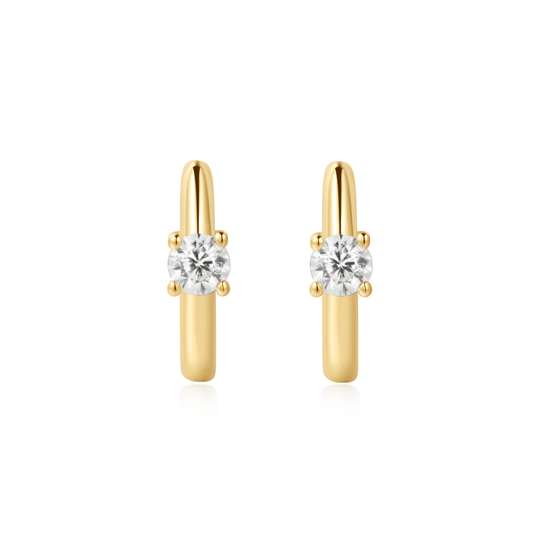 Ania Haie Gold Solitaire Cubic Zirconia Mini Huggies E061-03G