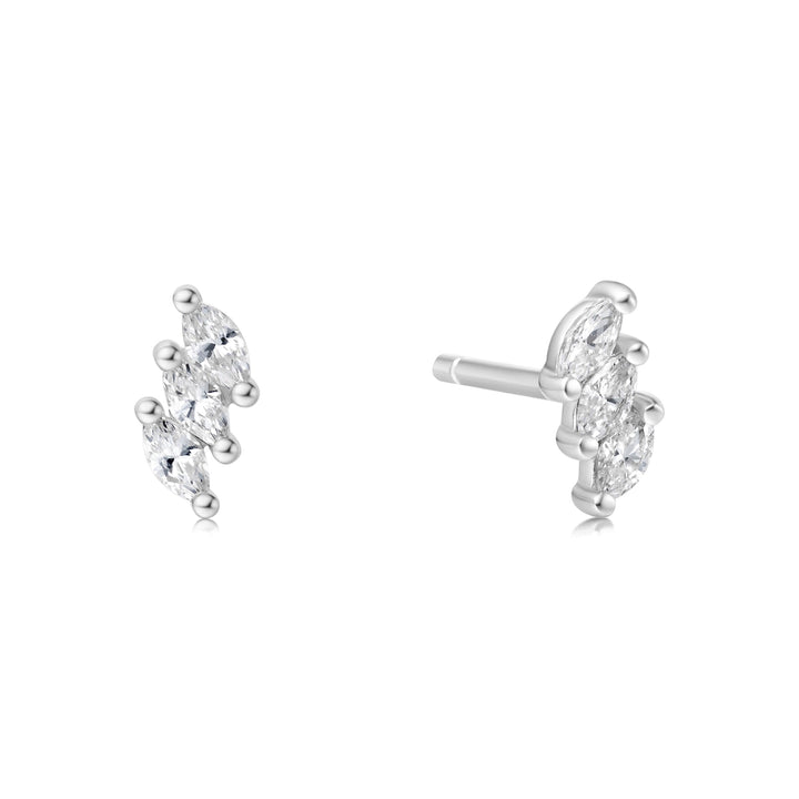 Ania Haie Silver Triple Marquise Stud Earrings