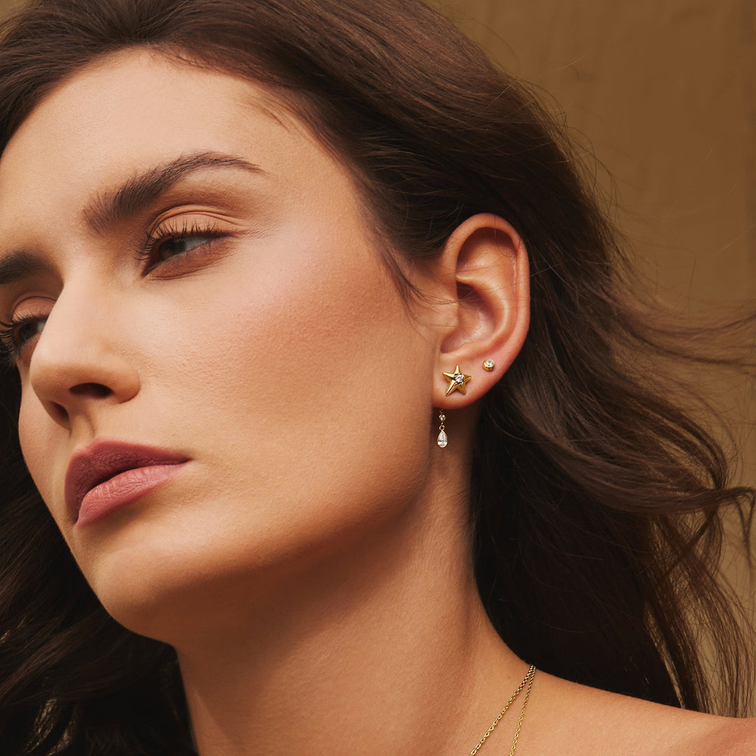 Ania Haie Gold Sparkling Star Drop Stud Earrings