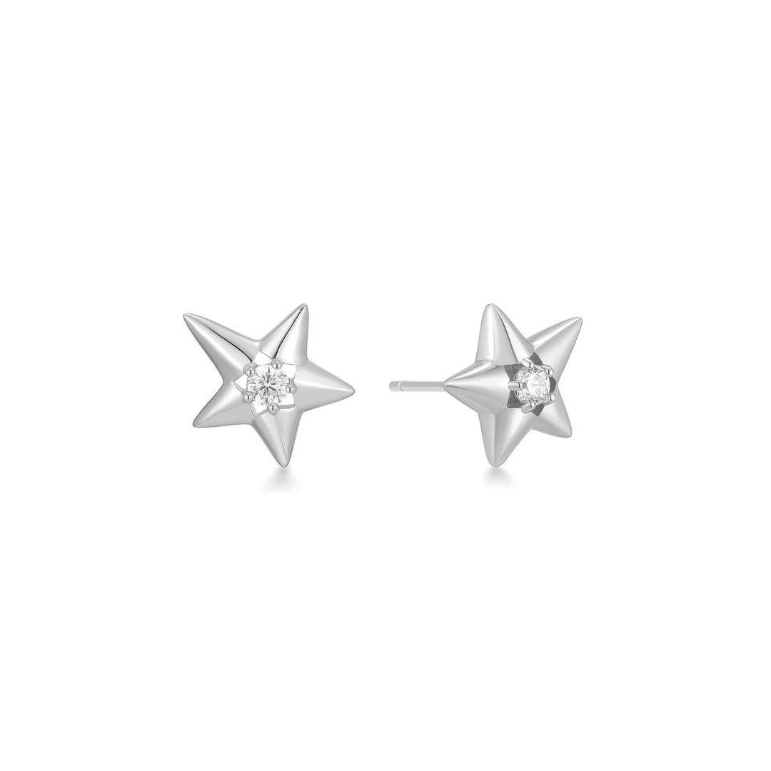 Ania Haie Silver Sparkling Star Drop Stud Earrings