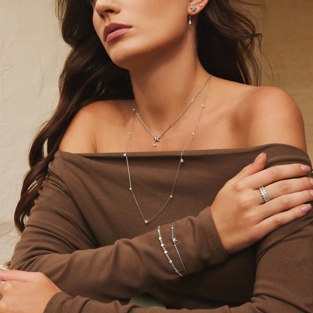 Ania Haie Silver Sparkling Star Drop Necklace