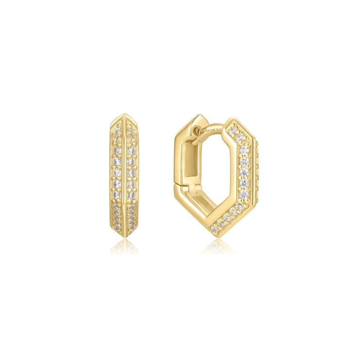 Ania Haie Gold Sparkling Shield Huggie Hoop Earrings