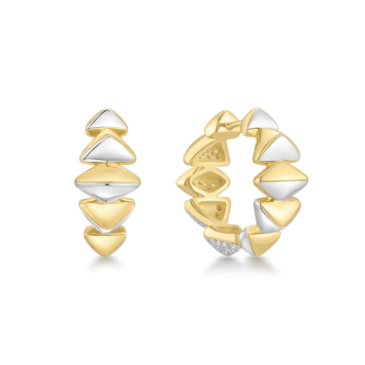 Ania Haie Two-Tone Sparkling Bold Puffy Spike Hoop Earrings