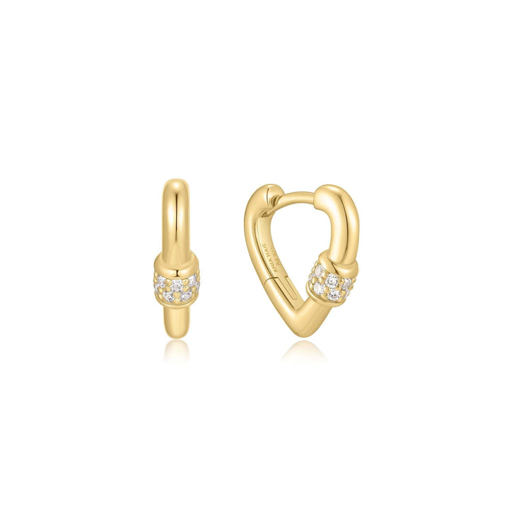 Gold Mini Heart Clasp Huggie Hoop Earrings