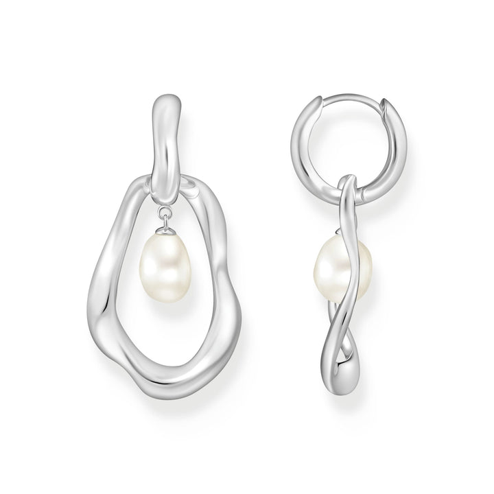 THOMAS SABO Hoop Earrings with Freshwater Pearls In Silver