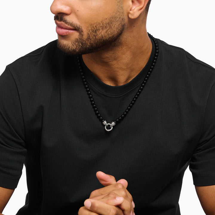 THOMAS SABO Bead Necklace Black Obsidian