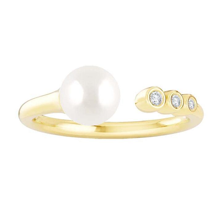 0.04ct Lab Grown Diamond Freshwater Pearl Ring in 9K Yellow Gold