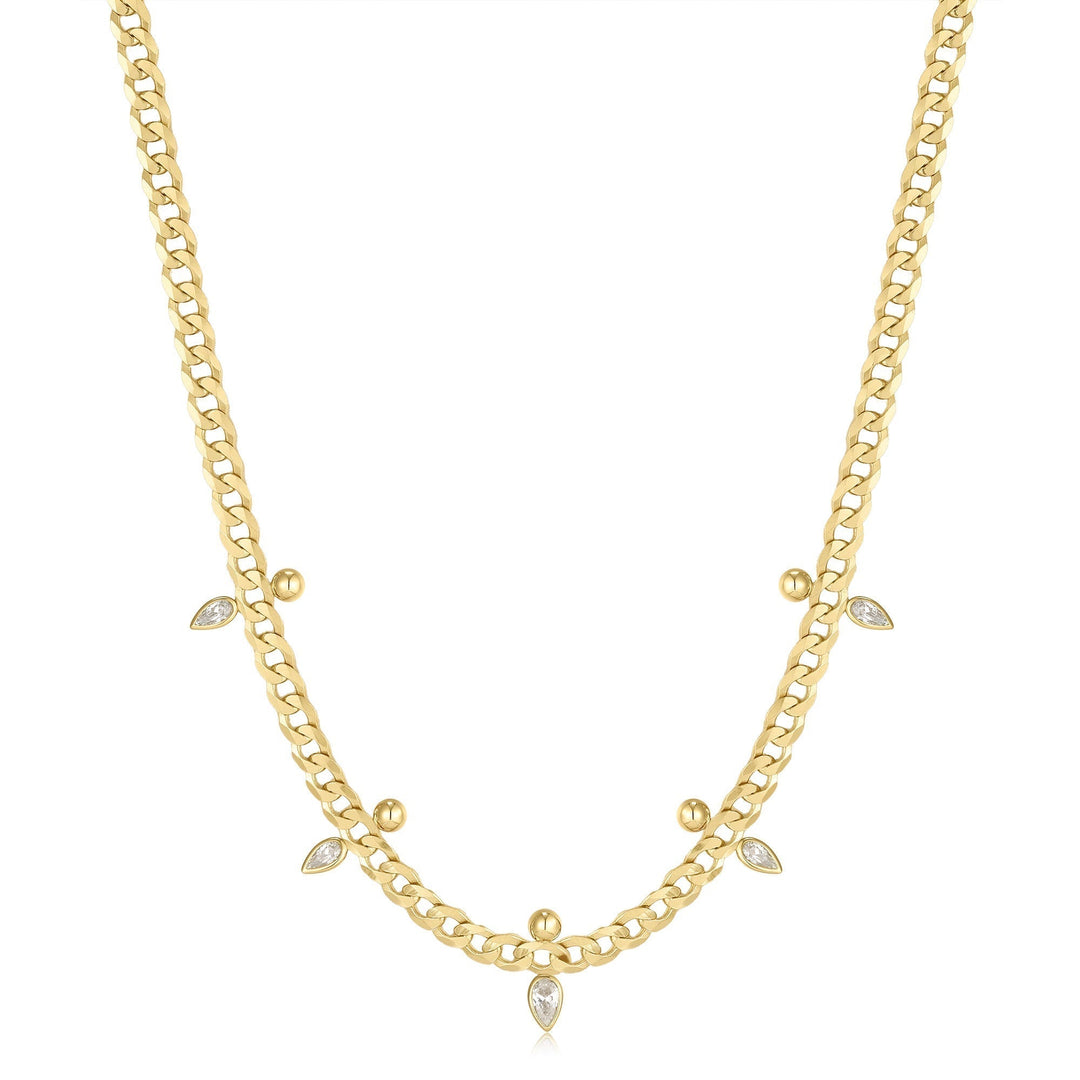 Ania Haie Gold Curb Chain Sparkle Point Necklace N053-07G