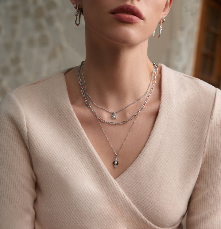 Ania Haie Silver Pearl Geometric Pendant Necklace N054-03H