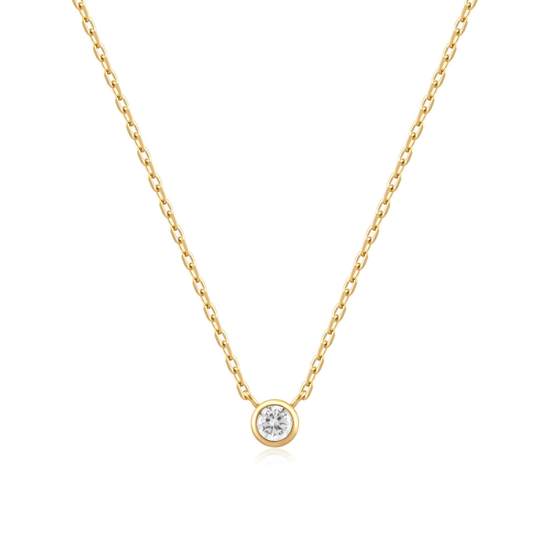 Ania Haie Gold Round Solitaire Cubic Zirconia Necklace N059-01G