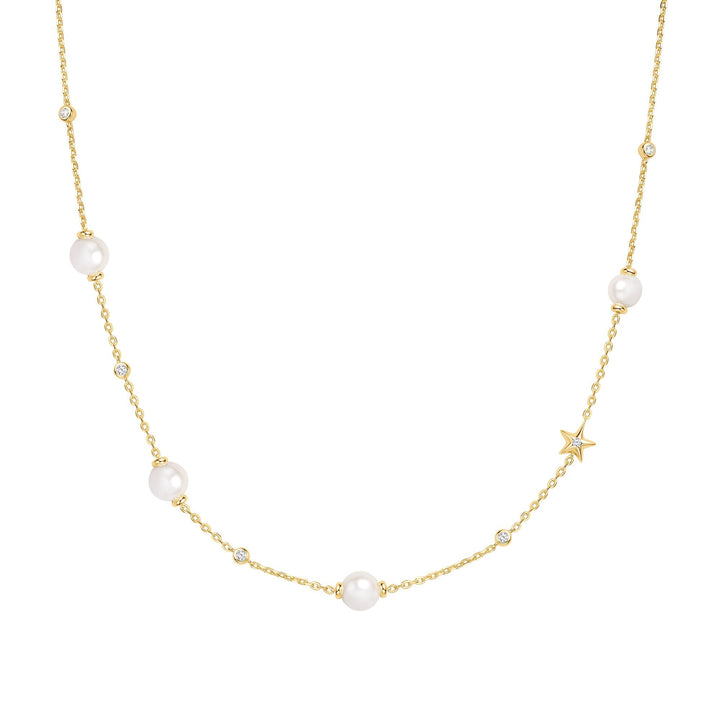 Ania Haie Gold Pearl and Star Station Necklace