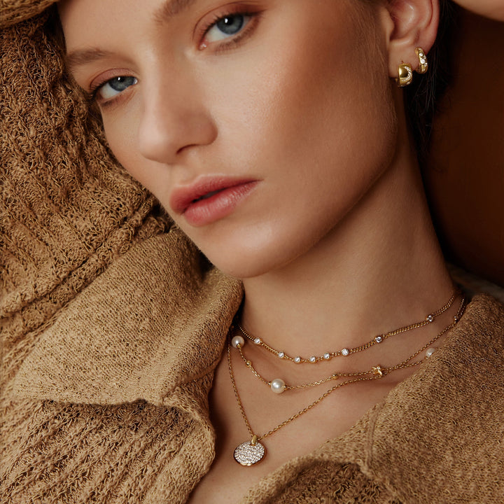 Ania Haie Gold Multi Station Round Stone Chain Necklace