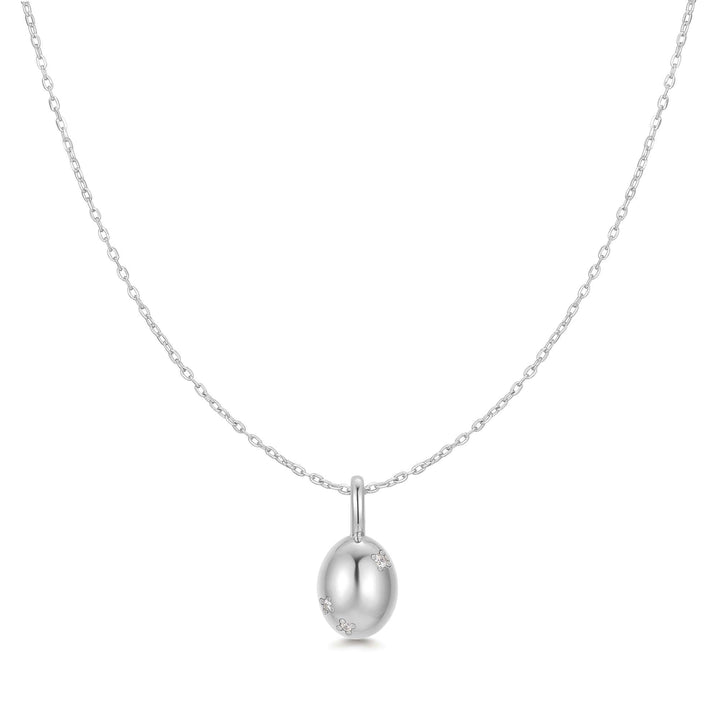 Ania Haie Silver Floral Oval Pendent Necklace