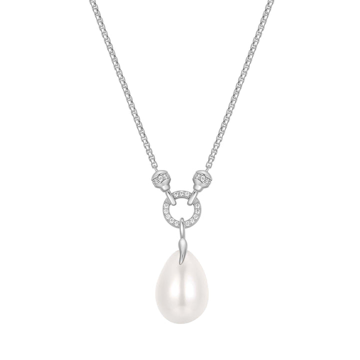 Ania Haie Silver Linked Shell Pearl Drop Pendant Necklace